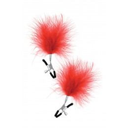 Sweet Caress 13622 Pinces à seins plumeau rouge - Sweet Caress