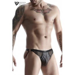 Regnes 17542 Jock strap noir wetlook et résille - Regnes