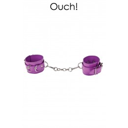 Ouch! Menottes Premium en cuir violet - Ouch