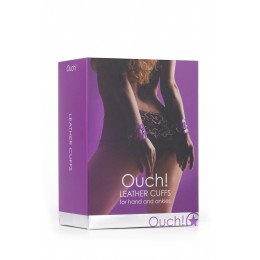 Ouch! 17585 Menottes Premium en cuir violet - Ouch