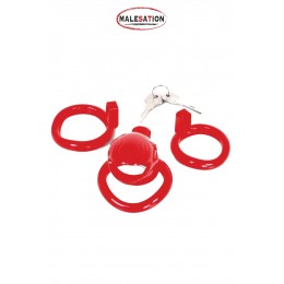 Malesation 18612 Cage de chasteté ABS rouge - Malesation