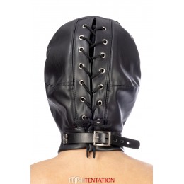 Fetish Tentation Cagoule BDSM 3 ouvertures en simili cuir - Fetish Tentation