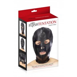 Fetish Tentation 18615 Cagoule BDSM 3 ouvertures en simili cuir - Fetish Tentation