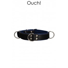 Ouch! Collier Bondage Deluxe bleu et noir - Ouch!