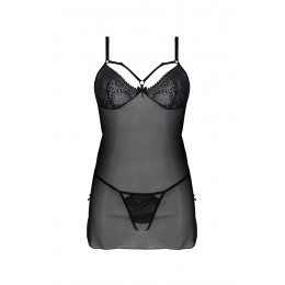 Passion lingerie 19296 Nuisette Drosera et string ouvert - Passion ECO Collection