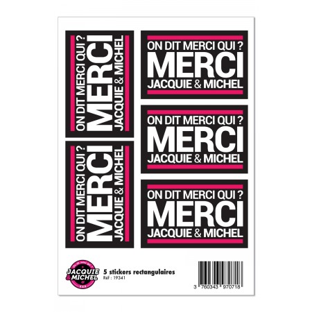Jacquie & Michel 5 stickers J&M noir logo rectangle