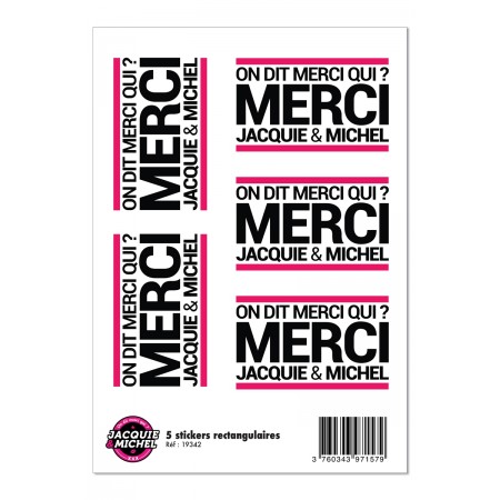 Jacquie & Michel 5 stickers J&M blanc logo rectangle