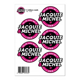 Jacquie & Michel 5 stickers J&M noir logo rond