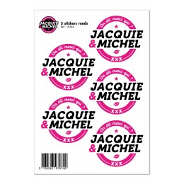 Jacquie & Michel 5 stickers J&M blanc logo rond