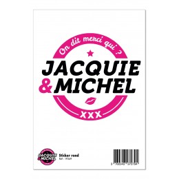 Jacquie & Michel 19349 Grand sticker Jacquie & Michel rond blanc