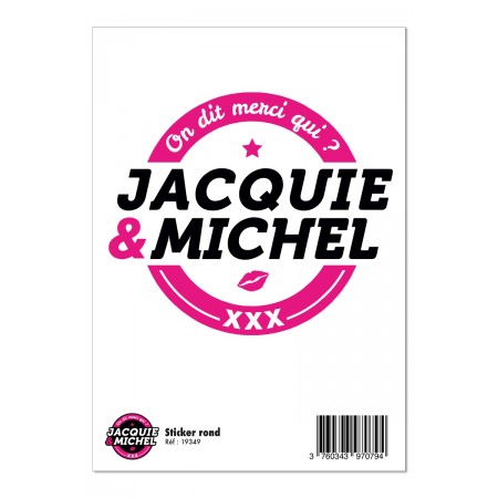 Jacquie & Michel Grand sticker Jacquie & Michel rond blanc