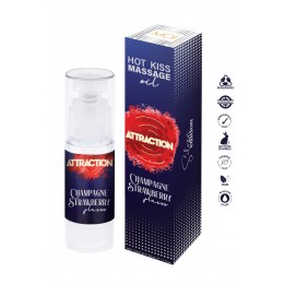 Attraction cosmetics Huile de massage Hot Kiss vin pétillant et fraise